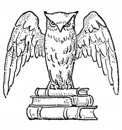 Vintage Clip Art - Interesting Owl with Books - The Graphics Fairy