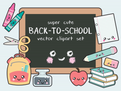 Premium Vector Clipart - Kawaii Back to School Clipart - Kawaii Clip ...