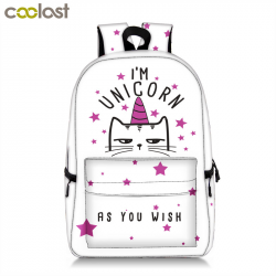 Unicorn Bag School Backpack for Teenager Girls Kawaii Cartoon ...