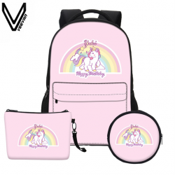 VEEVANV Fashion 3 PCS/SET Cute Anime Print Unicorn Pink Backpack ...