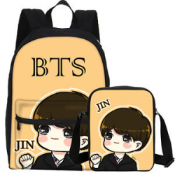 Girl BTS BANGTAN JIN Canvas Backpack Sling Bag S/2 KPOP School Book ...