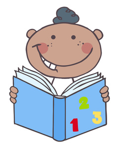 Books Cartoon Clipart Image - clip art image of a happy baby reading ...