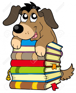 Puppy With Books Clipart