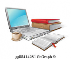 Drawing - Technology versus books. Clipart Drawing gg60516879 - GoGraph