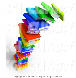 Clip Art of a 3d Tall Falling Tower of Colorful College Text Books ...