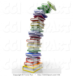 Clip Art of a 3d Tall Toppling Tower of Colorful College Text Books ...