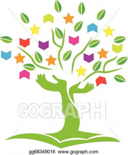 Vector Art - Tree with hands books stars logo. EPS clipart ...
