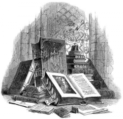 vintage book clip art, black and white clipart, stack of books ...
