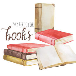 Watercolor Book Clip Art, Vintage Book Clipart, Novel Illustrations ...