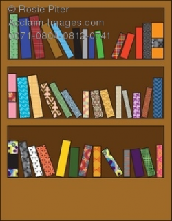 Clipart Illustration of a Wooden Bookshelf With Different Patterned ...
