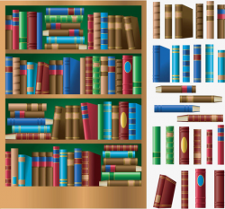 Hand-painted Bookshelves And Books, Books, Spine, Book PNG Image and ...