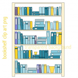 bookshelf clip art - instant download - 2x bookshelves clipart png - books  clipart - commercial use allowed - pastel blue - yellow - reading