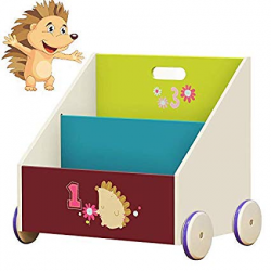 Labebe Kid Bookshelf with Wheels, Green Hedgehog Wood Bookshelf for Kid 1  Year Up, Baby Bookshelf/Child Bookshelf/Toddler Bookshelf/Kid Book ...