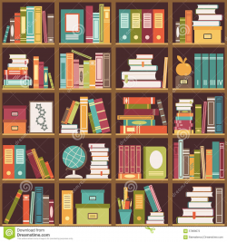 Bookcase clipart book background - Pencil and in color bookcase ...