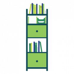 Green office bookshelf clipart - Transparent PNG & SVG vector