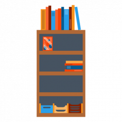 Bookshelf with office papers clipart - Transparent PNG & SVG vector