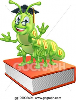 Vector Clipart - Graduate caterpillar bookworm worm on book ...
