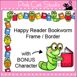 Borders - Happy Reader Bookworm Frame / Border Clip Art - Commercial ...