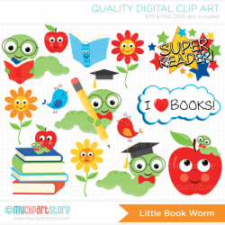 Back To School Clipart Book Worm books apple kids