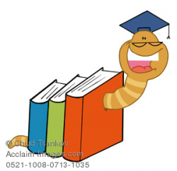 Clipart Illustration of A Bookworm That Has Chewed Through Three ...