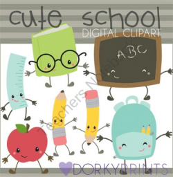 Back to School Supplies Kawaii Clip Art from Dorky Doodles on ...