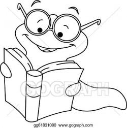 Vector Art - Outlined book worm. Clipart Drawing gg61831080 - GoGraph