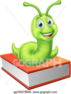 Vector Illustration - Bookworm caterpillar worm on book. EPS ...