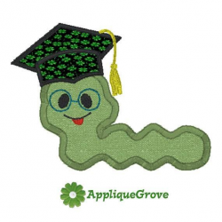 Worm Embroidery, Worm Graduate Design, Bookworm Embroidery, Work ...