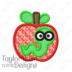 Bookworm Apple Applique Machine Embroidery Design 4x4 5x7 6x10 book ...