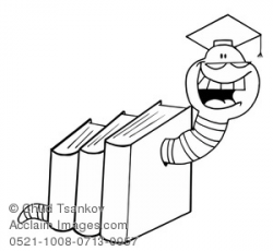 Clipart Illustration of A Grinning Bookworm Wearing a Graduation Cap ...