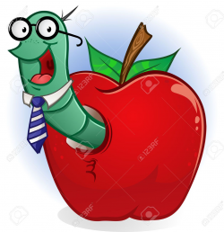 bookworm: Bookworm Cartoon Character in an Apple | Bulletin Board ...