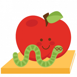 Apple with Bookworm SVG scrapbook cut file cute clipart files for ...