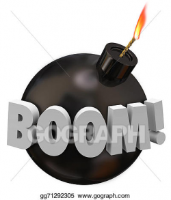 Drawing - Boom word round bomb explosion warning danger. Clipart ...