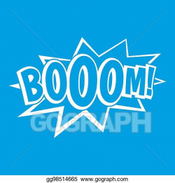 Drawing - Boom, explosion bubble icon white. Clipart Drawing ...