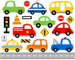 Cute Cars Digital Clip Art Transportation Road Signs