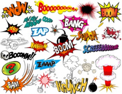 Superhero Text Bubbles Clip Art Digital Comic Book - Bang Boom Zap ...