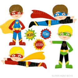 Super Hero Boys Cute Digital Clipart, Super Hero Clip Art by JW ...