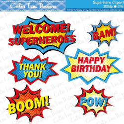 Superhero Text and Bubbles Clipart 3 Superhero by ...
