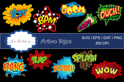 action signs SVG vector / action sign silhouette / zap clipart ...