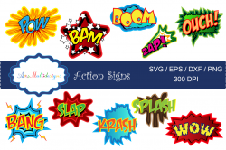 action signs SVG vector / action sign silhouette / zap clipart ...