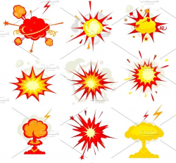 Explosion, blast or bomb bang fire ~ Illustrations ~ Creative Market