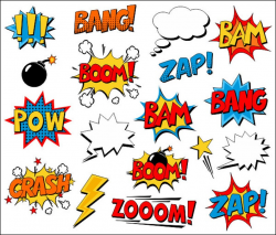 Superhero Clipart Comic Book Clip Art Comic Text Speech Bubbles - Boom,  Zap, Bang, Bam, Crash, Pow Sounds Sayings - YDC132