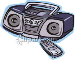 Boombox Stereo with Remote - Royalty Free Clipart Picture