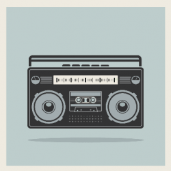 Classic 80S Boombox Cassette Player on Retro Background | Clipart ...