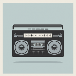 Classic 80S Boombox Cassette Player on Retro Background | Clipart ...
