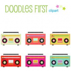 Eighties 80's Music clipart, Music clipart, Neon color clipart ...