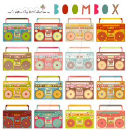 Bright and colourful Boombox clip art clipart set by Creative Clip ...