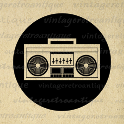 Digital Image Boombox Download Music Printable Radio Stereo ...