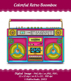 A0048 - Boombox, Pink Retro Cassette Player, Neon Color - Digital ...
