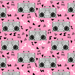 boombox // 80s music pink 80s fabric 80s print girls fabric fabric ...